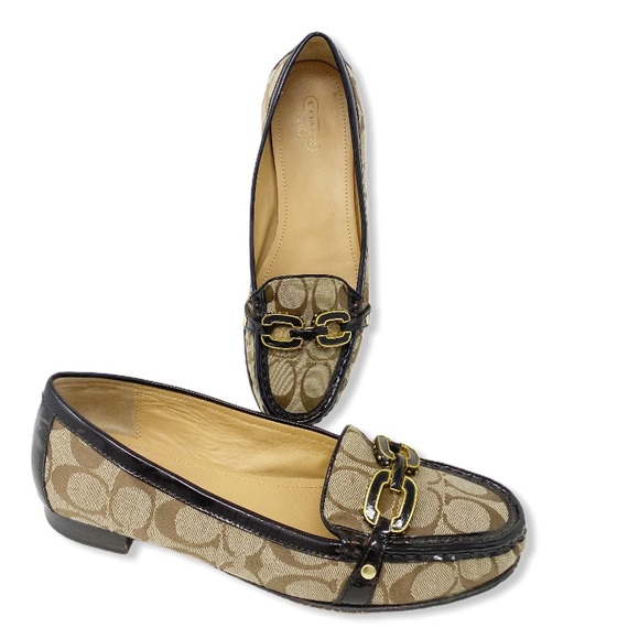 Coach Loafers CC Logo Monogram Jacquard Tan 9.5 - Picture 3 of 15